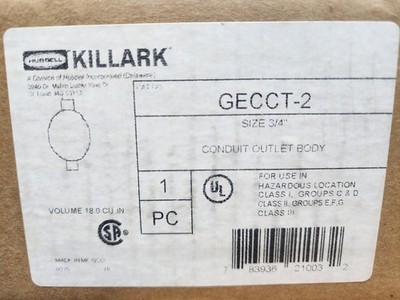   NEW HUBBELL KILLARK 3/4'' CONDUIT OUTLET BODY HAZARD LOCATION GECCT-2