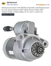 DB Electrical Starter For 3.5L Nissan Maxima 2007-2008  410-48208
