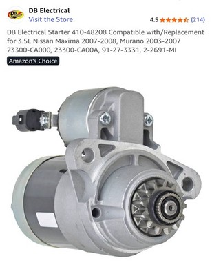 DB Electrical Starter For 3.5L Nissan Maxima 2007-2008  410-48208