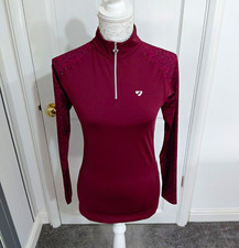 Aubrion Women&rsquo;s Burgundy Long Sleeve 1/4 Zip Equestrian Riding Top Never Worn