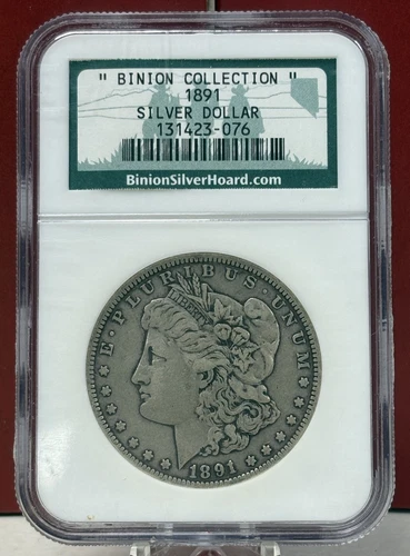1891 United States Morgan silver dollar, NGC Binion Collection #131423-076