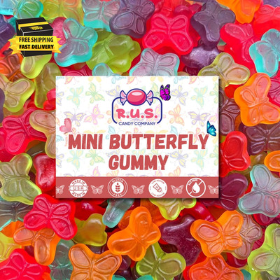 Mini Butterfly Gummies Candy 8 Oz. Bulk Bag   Gluten Free Gummy Candy   Soft, Fr