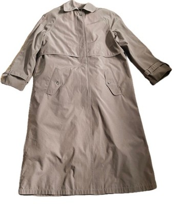 Vintage Light Brown Eddie Bauer Goose Down Trench Coat Jacket Medium Wool Lining