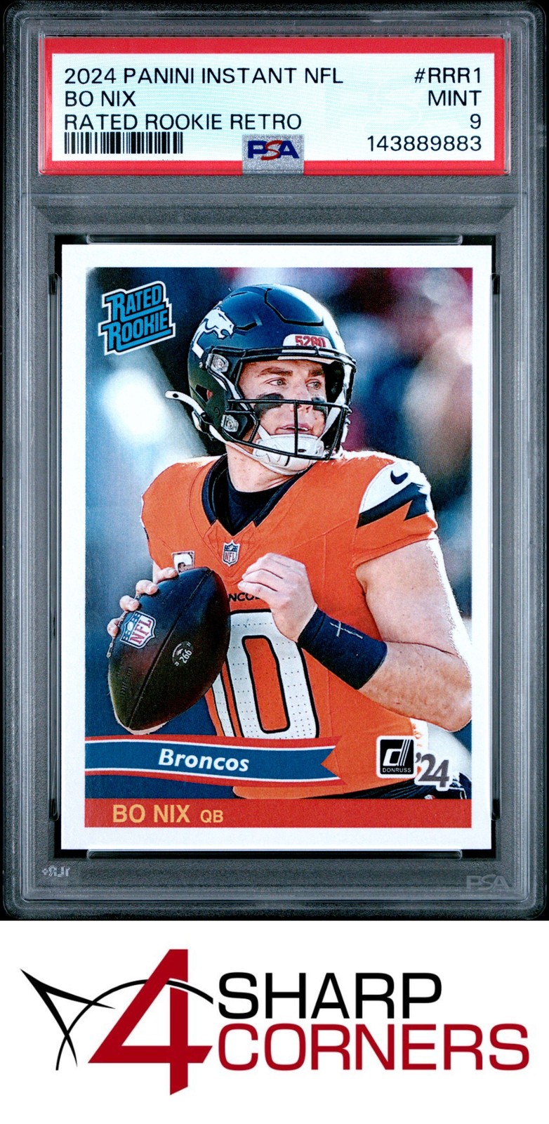 2024 PANINI INSTANT NFL RATED ROOKIE RETRO #RRR1 BO NIX RC #/890 PSA 9