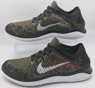 #ad #ad Nike Free RN Flyknit Black Club Gold Men#x27;s Running Shoes Size 11 NEW RARE $150.00