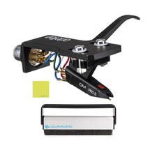 Ortofon OM PRO S Pre-Mounted on SH-4 Black Ortofon Headshell Bundle with Liqu...