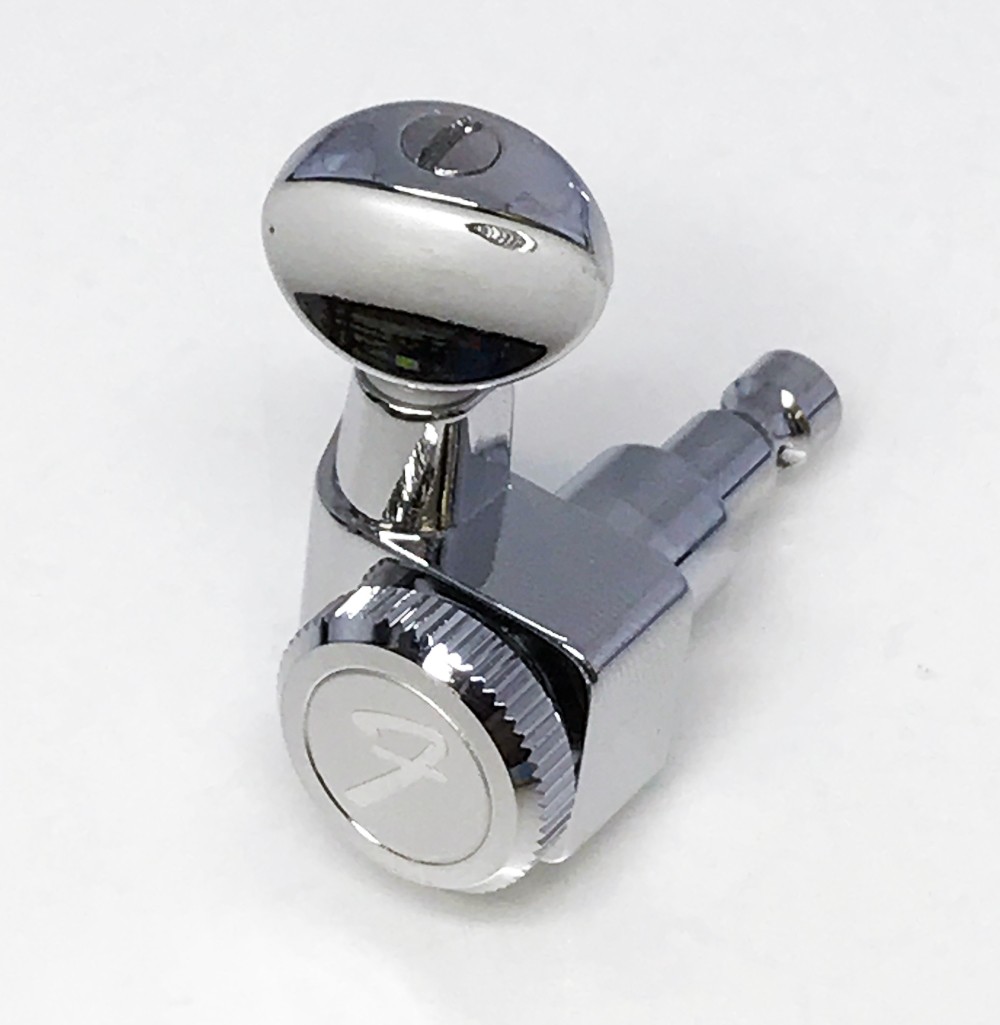 Genuine Fender Locking F Logo Tuners Machines Pegs CHROME w