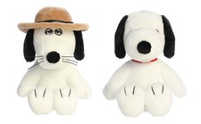 New Aurora Peanuts 2 Piece Floppy Legs Plush Bundle, 8" Snoopy and 8" Spike