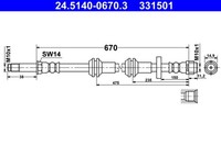 Bremsschlauch ATE 24.5140-0670.3 FüR C7 Audi A7 4G5 4G2 A6 4GF 4GA 4GD 4GC Avant