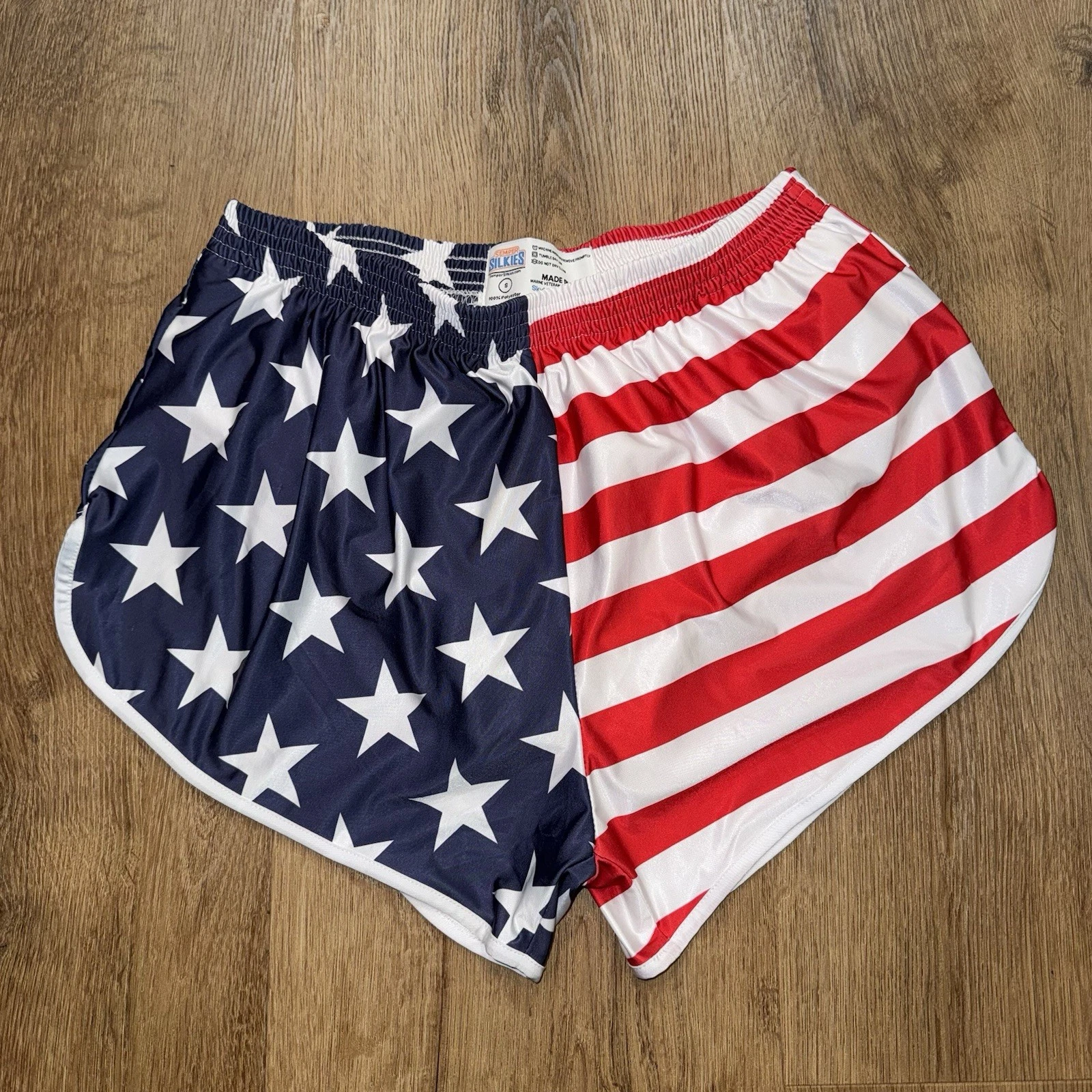 USA Flag Shorts Semper Silkies Men Small Sprinter Running Gym Athletic sexy 2.5"