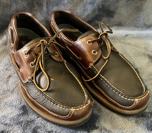 Scarpe da barca vintage Sperry Top Sider collezione Mako pelle marrone uomo 11M