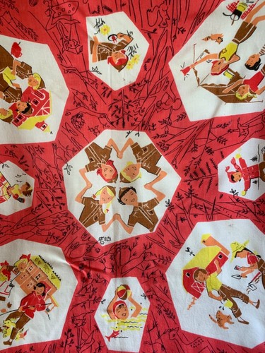 Vintage Girl Scouts of USA Red 23" Rayon Square Brownie Bandana-Scarf ESTATE - Picture 6 of 8