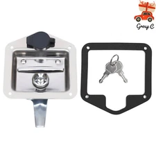 6pcs Stainless Steel Folding T Handle Tool Box Door Latch Trailer Caravan+Keys