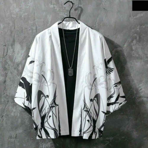 Men Japanese Kimono Coat Jacket Loose 