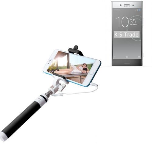 Selfie Stick für Sony Xperia XZ Premium m. Kabel schwarz Monopod Selfiestick Fe - Afbeelding 1 van 5