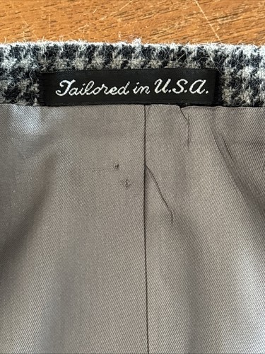 Vintage Woolrich Blazer Black White Houndstooth Sport Coat Wool Made in USA M - Picture 11 of 21