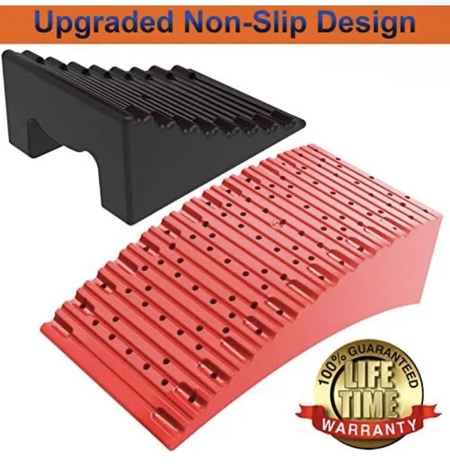 KUNOVA RV Leveler Block Ramp Kit - 2 Levelers, 2 Blocks, 2 Skid Pads With Carry Bag For Travel Trailers