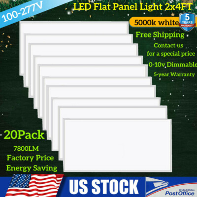 20PACK LED Flat Panel Light Ceiling Home Office Lamp 2x4 FT 75W 5000K White