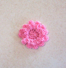 Crochet Rose Pink 2-Layered Mum Flower Applique X-Small Quilting Sewing