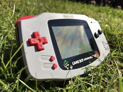 Nintendo Gameboy Advance GBA AGB-001 Mario Grey Handheld Gaming