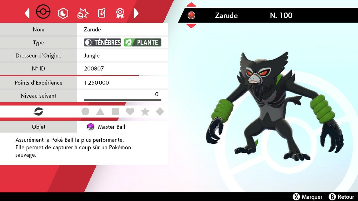 Pokémon ZARUDE 6 IV Niveau 100 - Pour Pokémon Épée/Bouclier Sur Nintendo Switch - Neuf - Objet Numérique/échange
