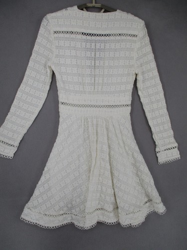 Zimmermann Dress Womens 0 White Lace Silk Floral Trim Long Sleeve V Frill A Line - Picture 14 of 22