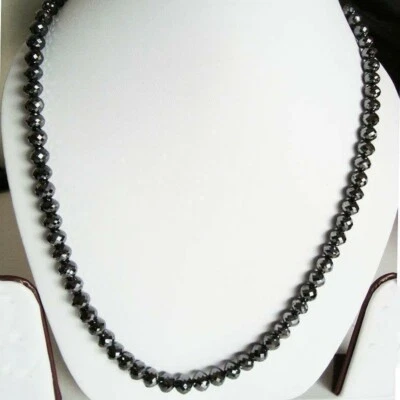 7MM Diamante Negro Collar 50.8cm AAA Carbonado - Tierra Minado Certificado - Imagen 1 de 4