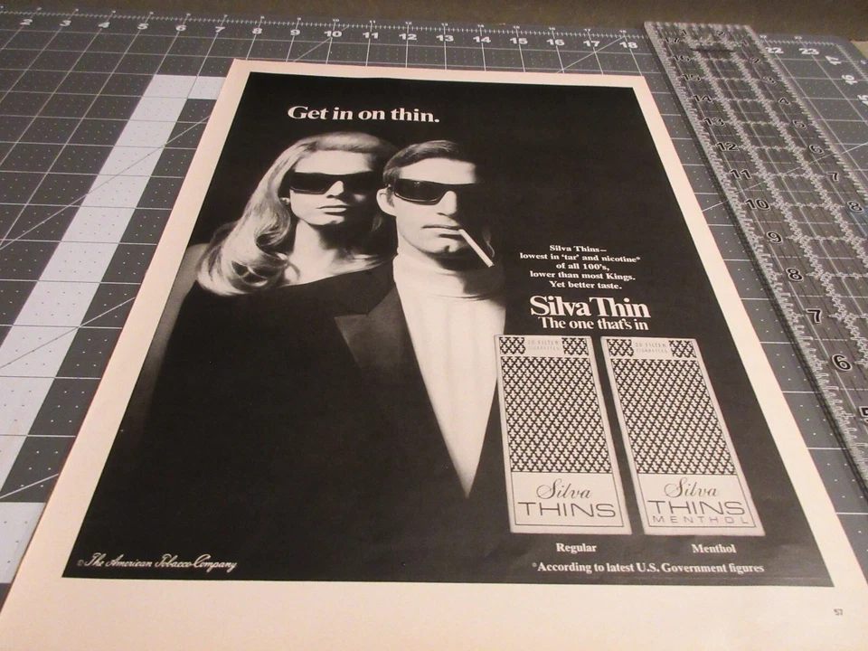 Anuncio impreso vintage de cigarrillos finos y silva Get in on Thin Foto 4 de 4