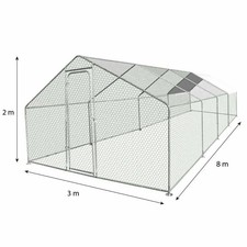 Enclos Poulailler 24m² Parc Grillagé 8x3m Acier Galvanisé 