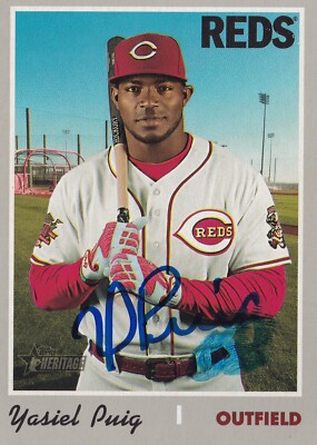 YASIEL PUIG SIGNED AUTO'D 2019 TOPPS HERITAGE CARD 541 LOS ANGELES