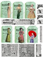 Paris Advertisement Tags Card Toppers Collage Supplies Scrapbook Junk Journal