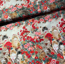 Stoff Baumwollstoff Meterware 50 cm Patchwork Baumwolle Blumen Katzen Bestseller