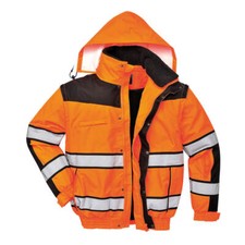 Image of Oxford Weave 300D Hi Vis Classic Bomber Jacket Orange / Black L