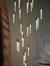 Long Chandelier Hanging Lighting Staircase Pendant Light Villa Wire Ceiling Lamp