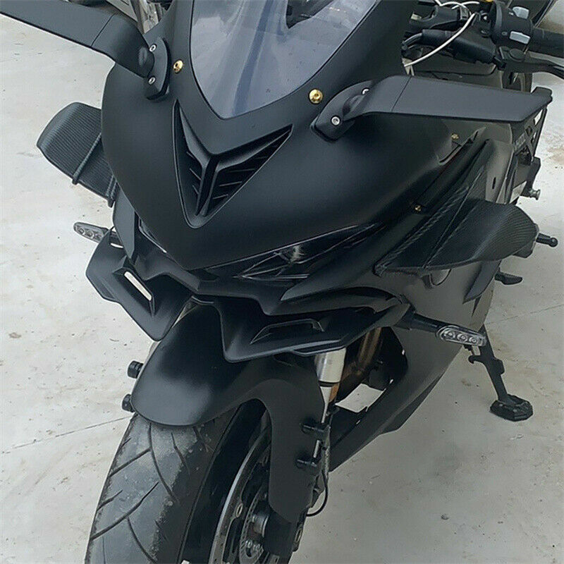 1Pair Motorcycle Side Winglets Air Deflector Wing Kit Spoiler Gloss Carbon Fiber