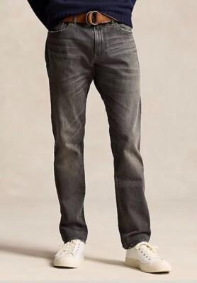 New Polo RL Men's Sullivan Slim Stretch Jeans Grey Size 40x30
