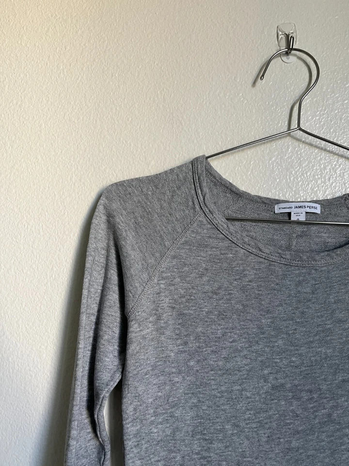 Vestido sudadera raglán para mujer James Perse en gris jaspeado talla 0/XS Foto 2 de 4