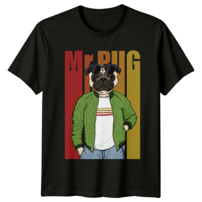 Mr. Pug Mops Rasse Hunde Herren T-Shirt Damen Tee Grafik Unisex Top