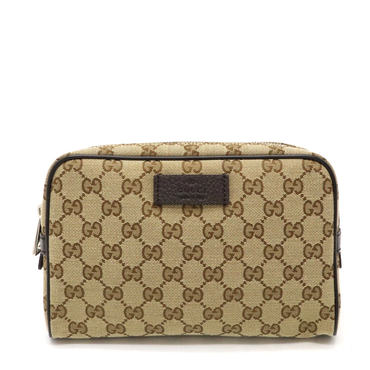 GUCCI GG sac corps toile sac taille pochette cuir beige foncé #12490060