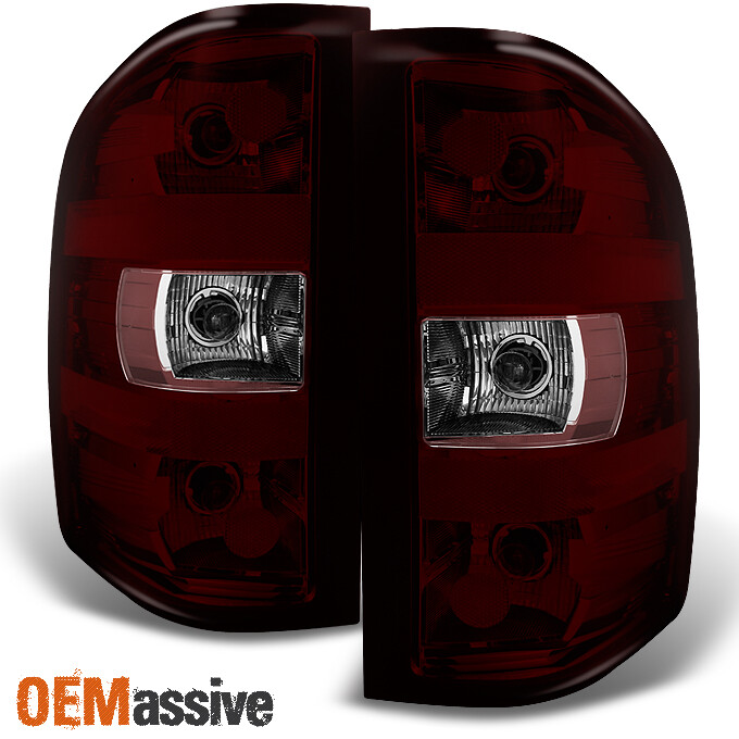 Fit 07-13 Silverado 1500 2500HD 3500HD 07-14 Sierra 3500 HD Dark Red Tail Lights