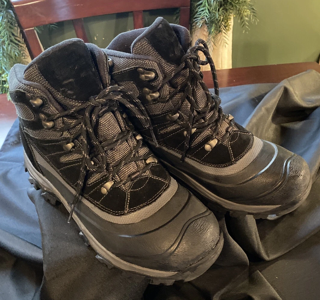 Lands End Mens High Top Hiking Boots Size 10 D Leather Black Grey