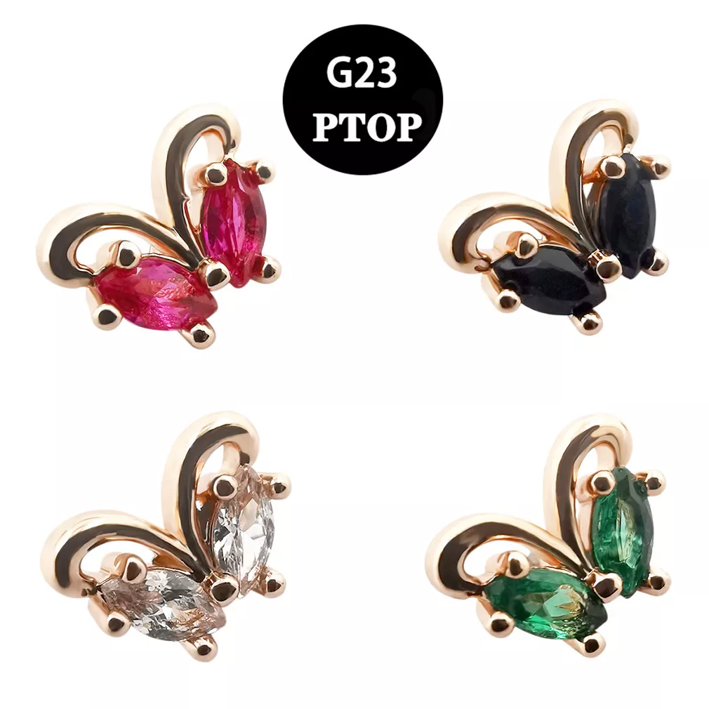 14G G23 Titanium Base Butterfly Micro Dermal Anchor Top Piercing Jewelry