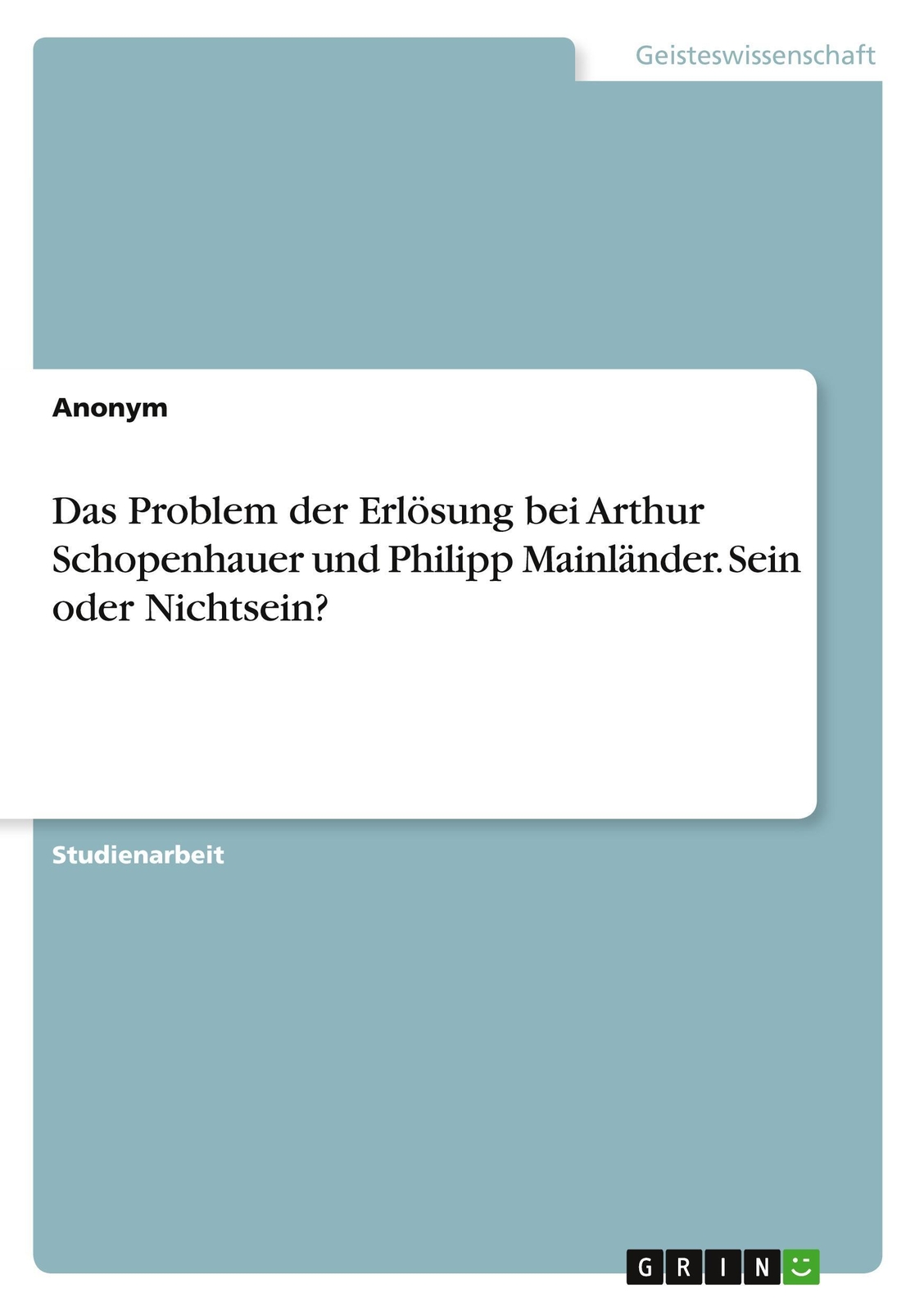 Thumbnail - Das Problem Der Erlösung Bei Arthur Schopenhauer Und Philipp