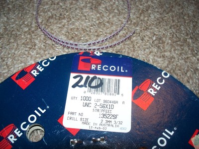 100pc Recoil 2-56 x 1D Thread Repair Inserts .086'' 13522SF HeliCoil