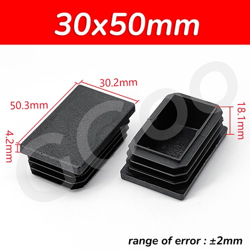 Rectangular Plastic End Caps Ribbed Plugs Blanking Inserts Rectangle Bungs Black - Picture 25 of 49