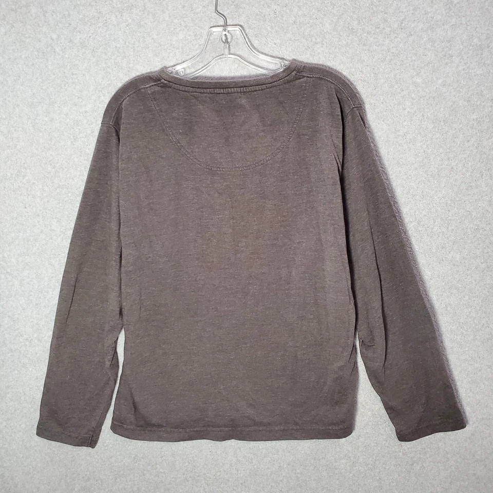 Camisa Big Dogs Mujer XL Gris Logo Bordado Bolsillos Manga Larga Cuello en V Foto 4 de 4