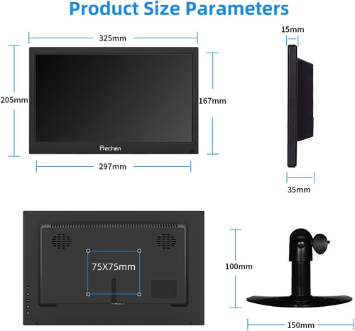 13,3 Zoll Tragbarer Monitor 1366x768 HDMI Mini Monitor LED mit HDMI VGA AV BNC U - Bild 4 von 7