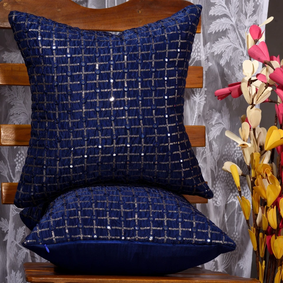 20x20 pillow cover blue designer throw pillows living room sofa cushion cover 2p - Image 2 of 4