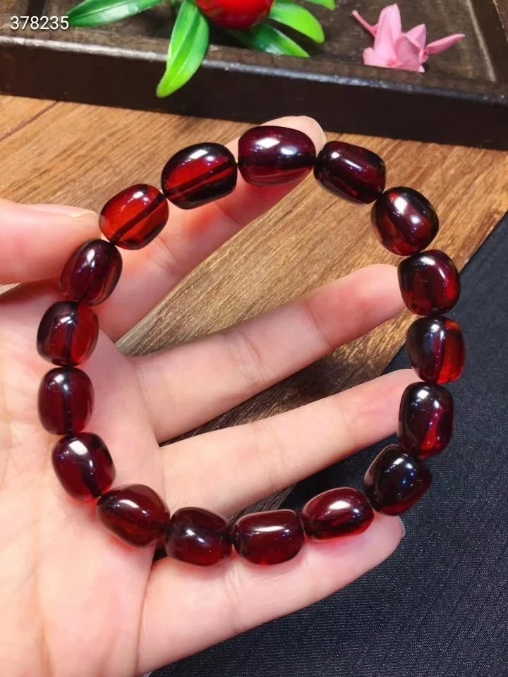 Natural Blood Red Amber Beads Bracelet, Amber Bracelet, 10x8 MM Size Bracelet. - Image 4 of 4