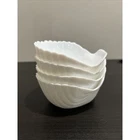 4 Vintage White Milk Glass Sea Shell Bowls Scallop Shape Clam Ocean Textured